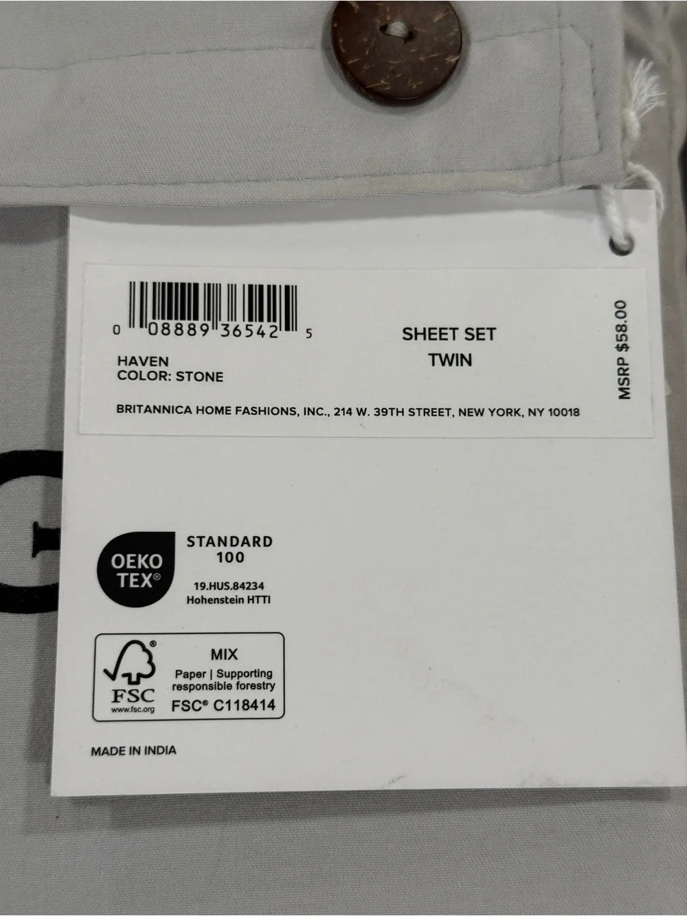 UGG Stone Grey Twin Sheet Set